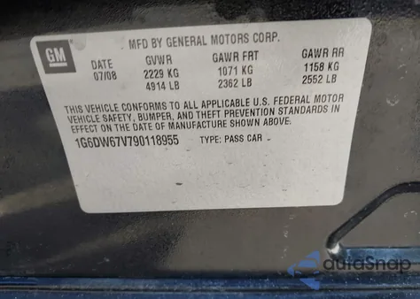 2009 Cadillac Sts V6 z USA, uszkodzony, nr VIN 1G6DW67V790118955